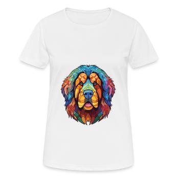 Tibetischer Mastiff Hunderasse Aquarell Illustration - Frauen T-Shirt atmungsaktiv - Weiß - Vorne - AI Model Female 172 dark (172cm)
