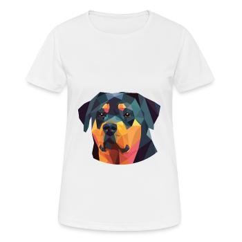Rottweiler chien race aquarelle verre Illustration - T-shirt respirant Femme - blanc - Devant - AI Model Female 172 dark (172cm)