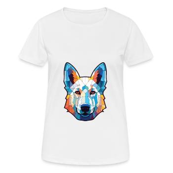 White Shepherd Dog Breed Watercolor Illustration - Women's Breathable T-Shirt - white - Front - AI Model Female 172 dark (172cm)