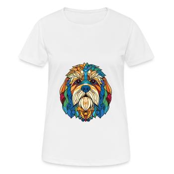 Tibetische Kyi Apso Hunderasse Aquarell Illustration - Frauen T-Shirt atmungsaktiv - Weiß - Vorne - AI Model Female 172 dark (172cm)