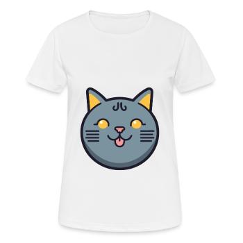 Chartreux Cat Cartoon Watercolor Illustration - Women's Breathable T-Shirt - white - Front - AI Model Female 172 dark (172cm)