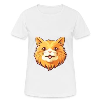 Ginger Longhair chat dessin animé aquarelle Clipart - T-shirt respirant Femme - blanc - Devant - AI Model Female 172 dark (172cm)