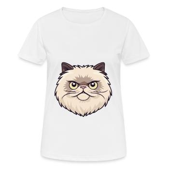 Illustration à l’aquarelle de dessin animé de chat de l’Himalaya - T-shirt respirant Femme - blanc - Devant - AI Model Female 172 dark (172cm)