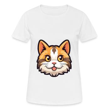Hauskatze Cartoon Aquarell Illustration - Frauen T-Shirt atmungsaktiv - Weiß - Vorne - AI Model Female 172 dark (172cm)