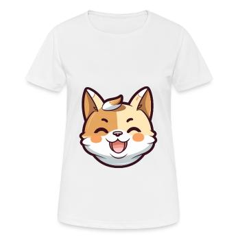 Foldex chat dessin animé aquarelle illustration - T-shirt respirant Femme - blanc - Devant - AI Model Female 172 dark (172cm)