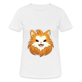 German Longhair Cat Cartoon Watercolor Clipart - Women's Breathable T-Shirt - white - Front - AI Model Female 172 dark (172cm)