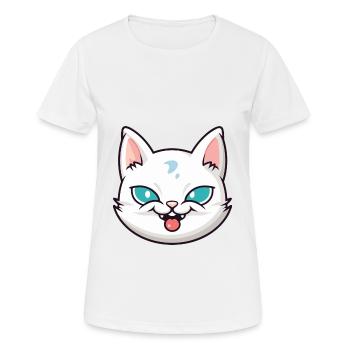 Burmilla chat dessin animé aquarelle illustration - T-shirt respirant Femme - blanc - Devant - AI Model Female 172 dark (172cm)