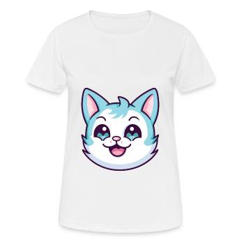 Hantilly Tiffany Katze Cartoon Aquarell Clipart - Frauen T-Shirt atmungsaktiv - Weiß - Vorne - AI Model Female 172 dark (172cm)