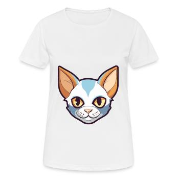 Javanische Katze Karikatur Aquarell Illustration - Frauen T-Shirt atmungsaktiv - Weiß - Vorne - AI Model Female 172 dark (172cm)