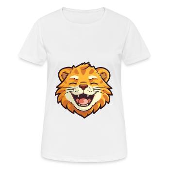 Liger Hybrid-Löwe Tiger Katze Karikatur Aquarell Kunst - Frauen T-Shirt atmungsaktiv - Weiß - Vorne - AI Model Female 172 dark (172cm)