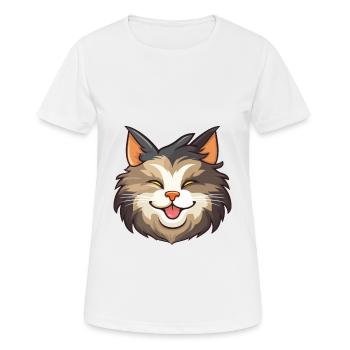 Norwegian Forest Cat Cartoon Watercolor Clipart - Women's Breathable T-Shirt - white - Front - AI Model Female 172 dark (172cm)