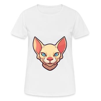 Sphynx Cat Cartoon Watercolor Illustration - Women's Breathable T-Shirt - white - Front - AI Model Female 172 dark (172cm)
