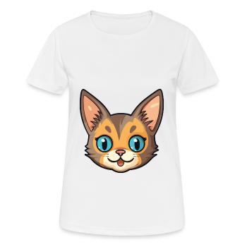 Somali Shorthair Cat Cartoon Watercolor Clipart - Women's Breathable T-Shirt - white - Front - AI Model Female 172 dark (172cm)