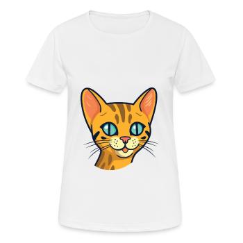 Ocicat Domestic Cat Cartoon Watercolor Clipart - Women's Breathable T-Shirt - white - Front - AI Model Female 172 dark (172cm)