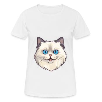Ragdoll Cat Cartoon Illustration à l’aquarelle - T-shirt respirant Femme - blanc - Devant - AI Model Female 172 dark (172cm)