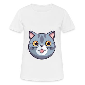 Scottish Shorthair Cat Cartoon Watercolor Clipart - Women's Breathable T-Shirt - white - Front - AI Model Female 172 dark (172cm)