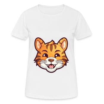 Tiger Katze Bunte Karikatur Aquarell Illustration - Frauen T-Shirt atmungsaktiv - Weiß - Vorne - AI Model Female 172 dark (172cm)