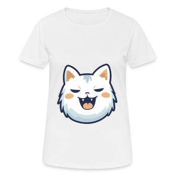 Asian Cat Colorful Cartoon Watercolor Illustration - Women's Breathable T-Shirt - white - Front - AI Model Female 172 dark (172cm)