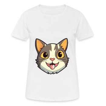Chat brésilien à poil court dessin animé aquarelle Clipart - T-shirt respirant Femme - blanc - Devant - AI Model Female 172 dark (172cm)