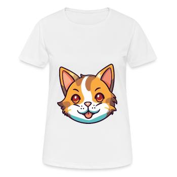 California Spangled Cat Cartoon Watercolor Clipart - Women's Breathable T-Shirt - white - Front - AI Model Female 172 dark (172cm)
