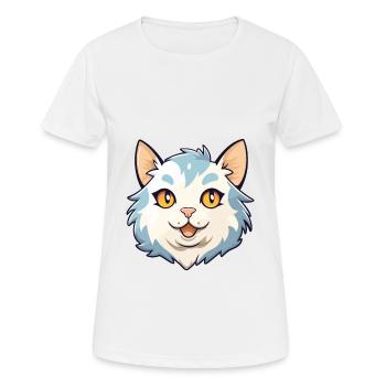 Illustration aquarelle de dessin animé de chat de Chypre - T-shirt respirant Femme - blanc - Devant - AI Model Female 172 dark (172cm)