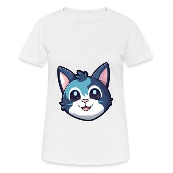 Illustration d’aquarelle de bande dessinée de chat égéen - T-shirt respirant Femme - blanc - Devant - AI Model Female 172 dark (172cm)