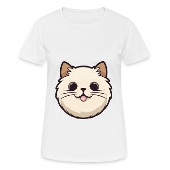 Birmakatze Karikatur Aquarell Illustration - Frauen T-Shirt atmungsaktiv - Weiß - Vorne - AI Model Female 172 dark (172cm)