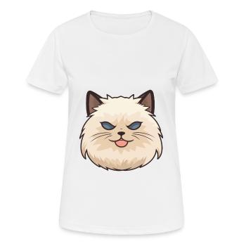Illustration à l’aquarelle de dessin animé de chat de l’Himalaya - T-shirt respirant Femme - blanc - Devant - AI Model Female 172 dark (172cm)