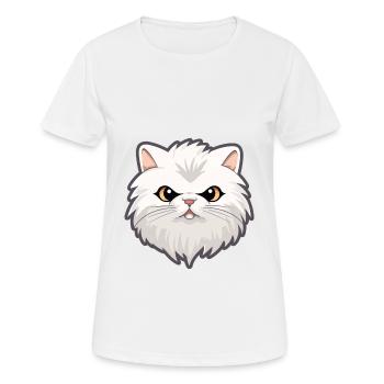 Weiße Langhaar Perserkatze Karikatur Aquarell Kunst - Frauen T-Shirt atmungsaktiv - Weiß - Vorne - AI Model Female 172 dark (172cm)