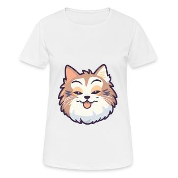Norwegian Forest Cat Cartoon Watercolor Clipart - Women's Breathable T-Shirt - white - Front - AI Model Female 172 dark (172cm)
