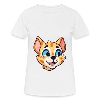 Ocicat Illustration Aquarelle De Dessin Animé Coloré - T-shirt respirant Femme - blanc - Devant - AI Model Female 172 dark (172cm)