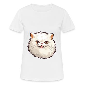 Perserkatze Karikatur Aquarell Illustration - Frauen T-Shirt atmungsaktiv - Weiß - Vorne - AI Model Female 172 dark (172cm)