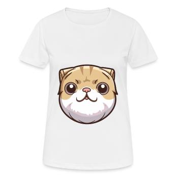 Schottische Falte Kurzhaar Katze Karikatur Aquarell Kunst - Frauen T-Shirt atmungsaktiv - Weiß - Vorne - AI Model Female 172 dark (172cm)