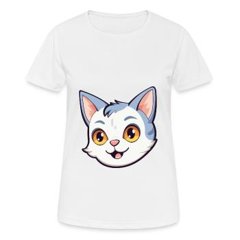 European Shorthair Cat Cartoon Watercolor Clipart - Women's Breathable T-Shirt - white - Front - AI Model Female 172 dark (172cm)