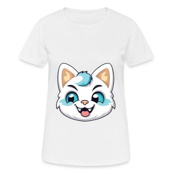 Hantilly Tiffany Cat Cartoon Watercolor Clipart - Women's Breathable T-Shirt - white - Front - AI Model Female 172 dark (172cm)
