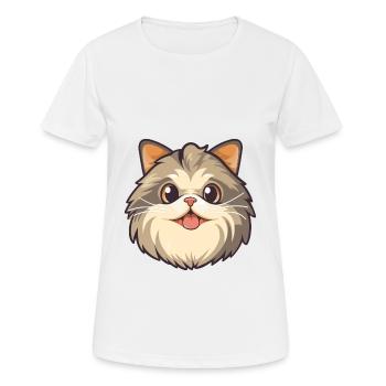 Sibirische Katze Karikatur Aquarell Illustration - Frauen T-Shirt atmungsaktiv - Weiß - Vorne - AI Model Female 172 dark (172cm)
