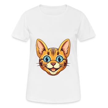 Toyger Katze Karikatur Aquarell Illustration - Frauen T-Shirt atmungsaktiv - Weiß - Vorne - AI Model Female 172 dark (172cm)