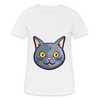Chartreux Cat Cartoon Watercolor Illustration - Women's Breathable T-Shirt - white - Front - AI Model Female 172 dark (172cm)
