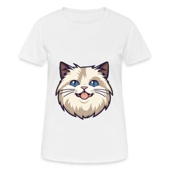 Ragdoll Cat Cartoon Illustration à l’aquarelle - T-shirt respirant Femme - blanc - Devant - AI Model Female 172 dark (172cm)