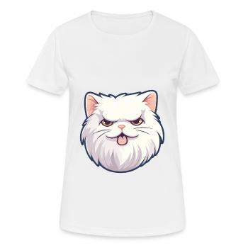 Weiße Langhaar Perserkatze Karikatur Aquarell Kunst - Frauen T-Shirt atmungsaktiv - Weiß - Vorne - AI Model Female 172 dark (172cm)