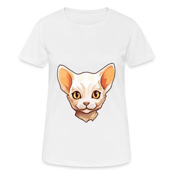 Devon Rex chat dessin animé aquarelle Illustration - T-shirt respirant Femme - blanc - Devant - AI Model Female 172 dark (172cm)