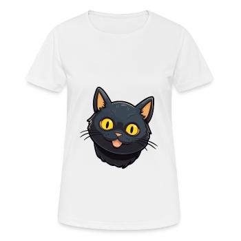 Illustration à l’aquarelle de dessin animé de chat de Bombay - T-shirt respirant Femme - blanc - Devant - AI Model Female 172 dark (172cm)
