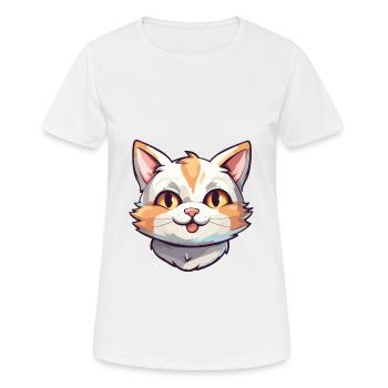 Hauskatze Cartoon Aquarell Illustration - Frauen T-Shirt atmungsaktiv - Weiß - Vorne - AI Model Female 172 dark (172cm)