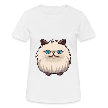 Illustration à l’aquarelle de dessin animé de chat de l’Himalaya - T-shirt respirant Femme - blanc - Devant - AI Model Female 172 dark (172cm)