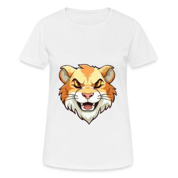 Liger Hybrid-Löwe Tiger Katze Karikatur Aquarell Kunst - Frauen T-Shirt atmungsaktiv - Weiß - Vorne - AI Model Female 172 dark (172cm)