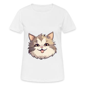 Ragamuffin chat dessin animé illustration à l’aquarelle - T-shirt respirant Femme - blanc - Devant - AI Model Female 172 dark (172cm)