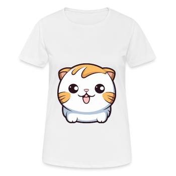 Scottish Fold chat dessin animé Illustration à l’aquarelle - T-shirt respirant Femme - blanc - Devant - AI Model Female 172 dark (172cm)