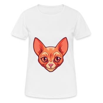 Illustration à l’aquarelle de dessin animé Devon Rex chat rouge - T-shirt respirant Femme - blanc - Devant - AI Model Female 172 dark (172cm)