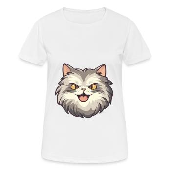 Sibirische Katze Karikatur Aquarell Illustration - Frauen T-Shirt atmungsaktiv - Weiß - Vorne - AI Model Female 172 dark (172cm)