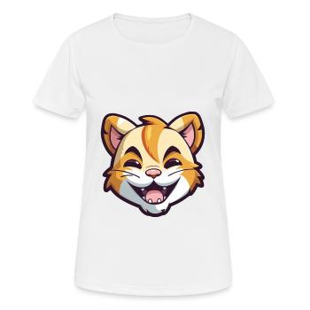 Tiger Cat Bunte Karikatur Aquarell Illustration - Frauen T-Shirt atmungsaktiv - Weiß - Vorne - AI Model Female 172 dark (172cm)